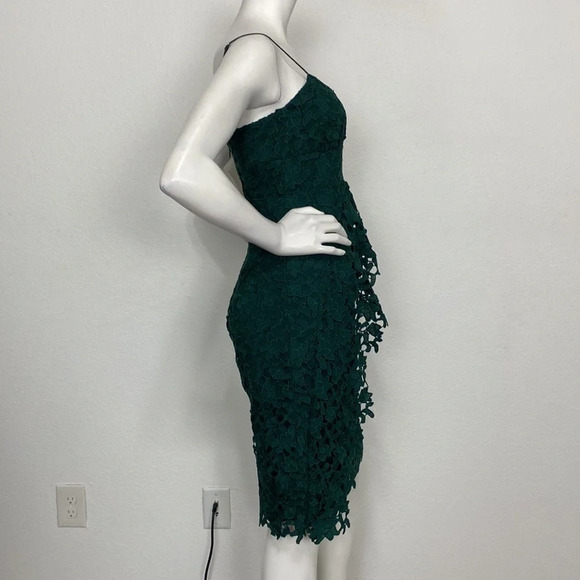 Club Monaco Eucalyptus Green Bliannah Lace V-Neck Peplum Knee Length Dress Sz. 2 - Picture 6 of 11